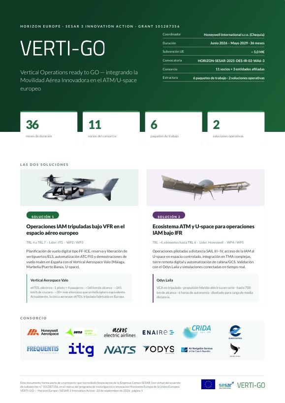 Primera página del folleto del proyecto VERTI-GO