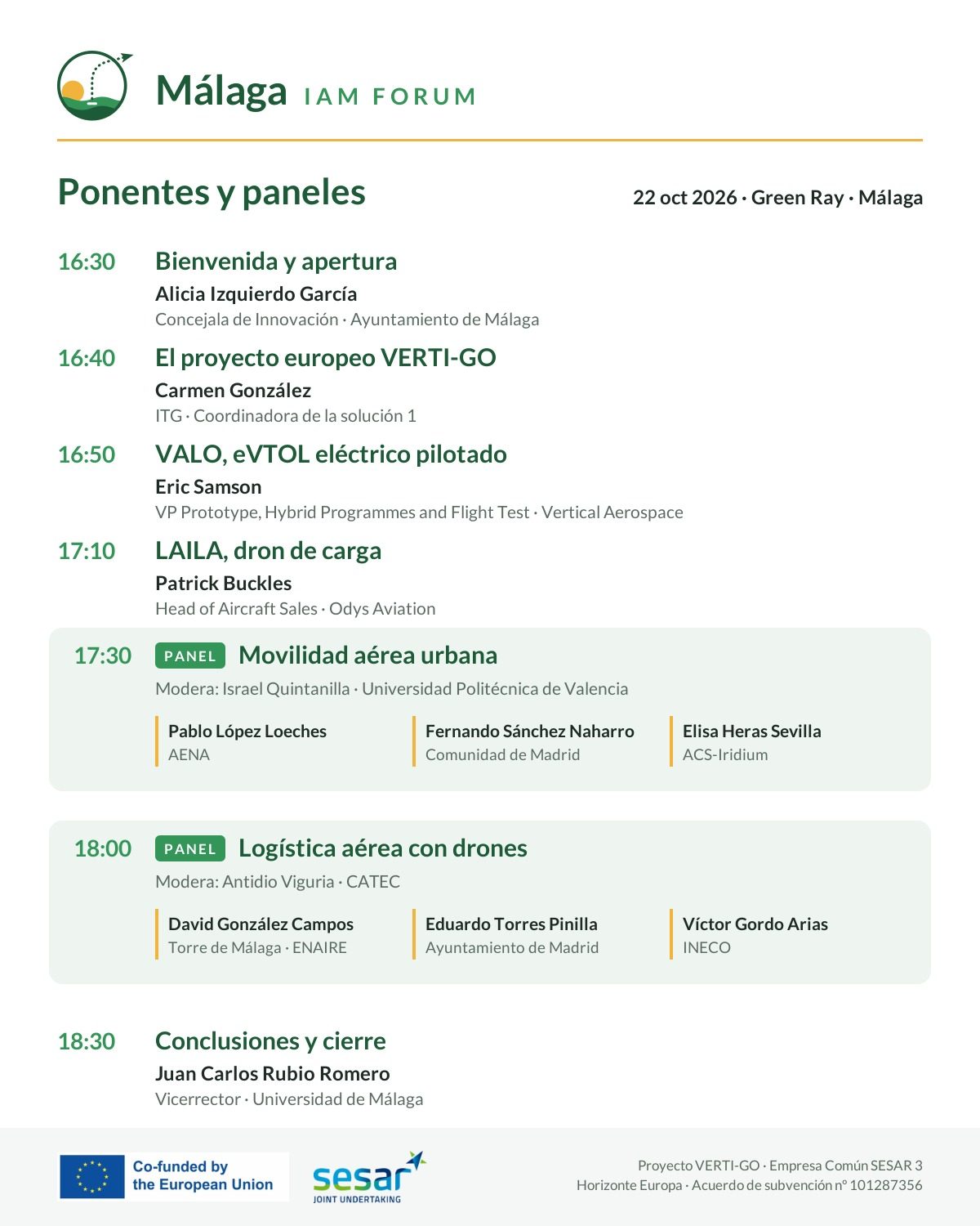 Cartel con los ponentes del primer Málaga IAM Forum